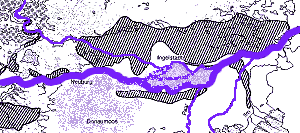 Besiedlung des Ingolstdter Beckens im 6. Jh. Karte nach H. Schn, Zeichnung: G. Diepolder, Farbe: KS