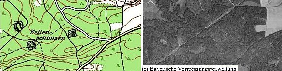 Schanzen bei Bhmfeld. Karte und Luftbild: Bayerische Vermessungsverwaltung