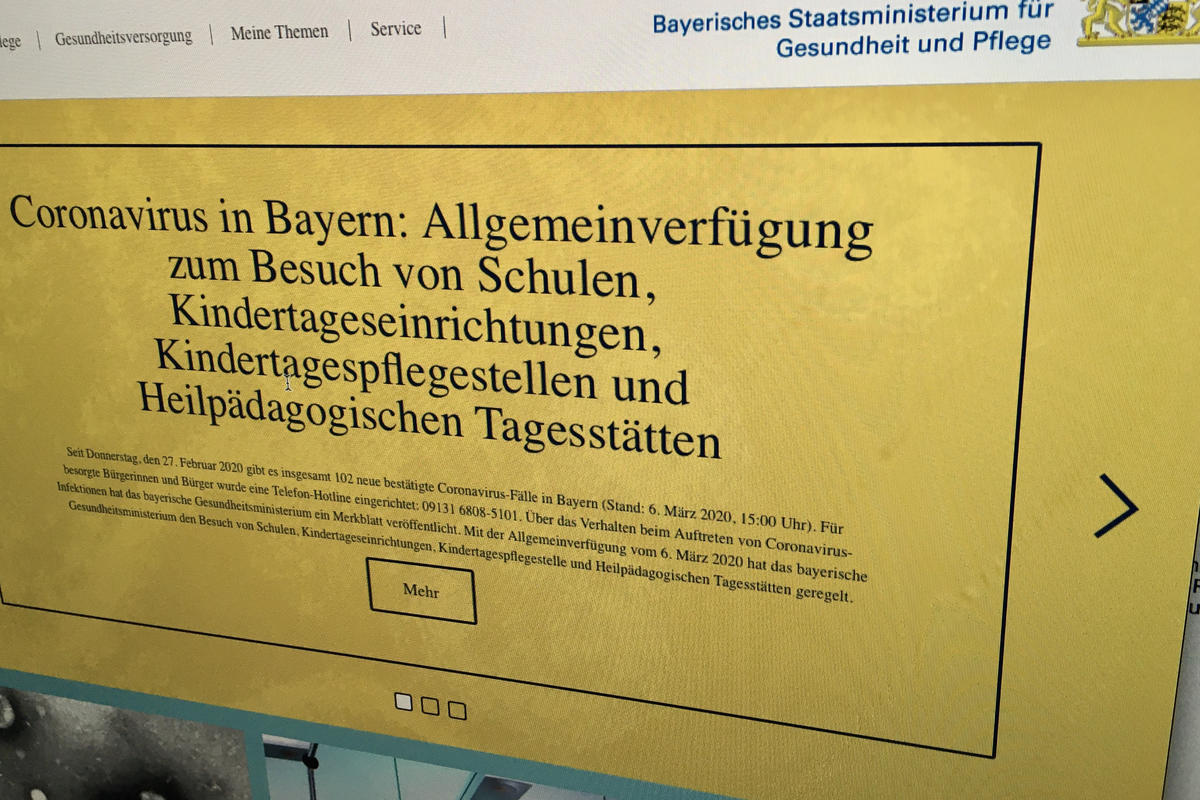 Webseite des Bayerischen Gesundheitsministerium