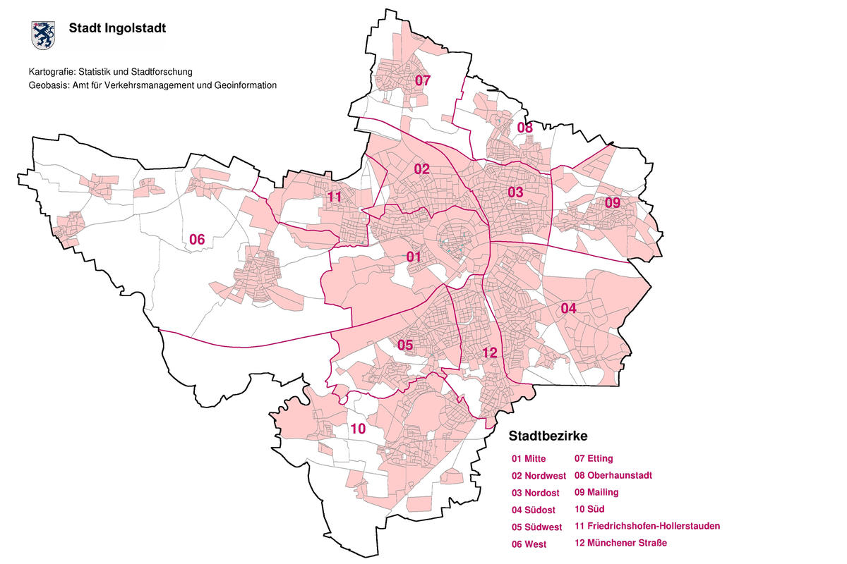 Stadtbezirke - Karte nach Stadtteilen