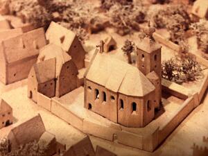 Bild vergr&ouml;&szlig;ern: Die Sebastiankirche, die Ingolst&auml;dter Pestkirche,  hier aus dem ma&szlig;stabsgetreuen Modell des Drechslermeisters Jakob Sandtner von 1571, Nachbau des Gro&szlig;en Sandtnermodell im Stadtmuseum