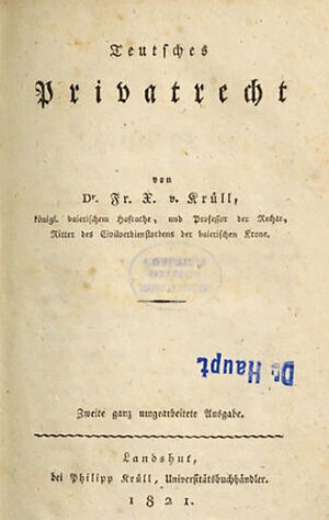 Kr&uuml;ll's Teutsches Privatrecht - Titelseite