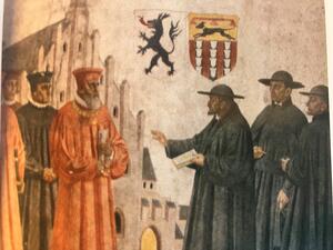 Bild vergr&ouml;&szlig;ern: Ankunft der Jesuiten in Ingolstadt - Fresko in der Hohen Schule Ingolstadt