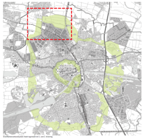 Bild vergr&ouml;&szlig;ern: Lage des Max-Emanuel-Parks im 2. Gr&uuml;nring der Stadt Ingolstadt