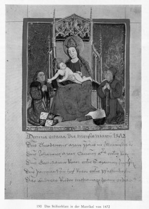 Bild vergr&ouml;&szlig;ern: Das Stifterblatt in der Matrikel von 1472
