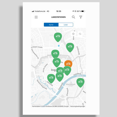 Bild vergrößern: SWI e-motion-App - Ladestationen