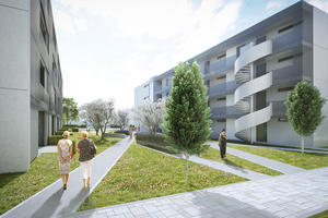 Bild vergrößern: An der Hugo-Wolf-Straße entsteht eine neue Wohnanlage mit 48 altengerechten Wohnungen