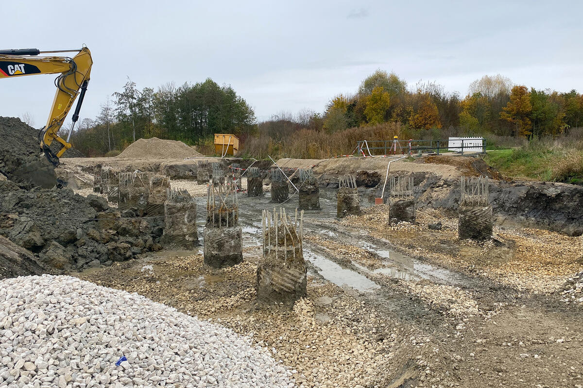 Schneller Weg Bauarbeiten Brücke Augraben