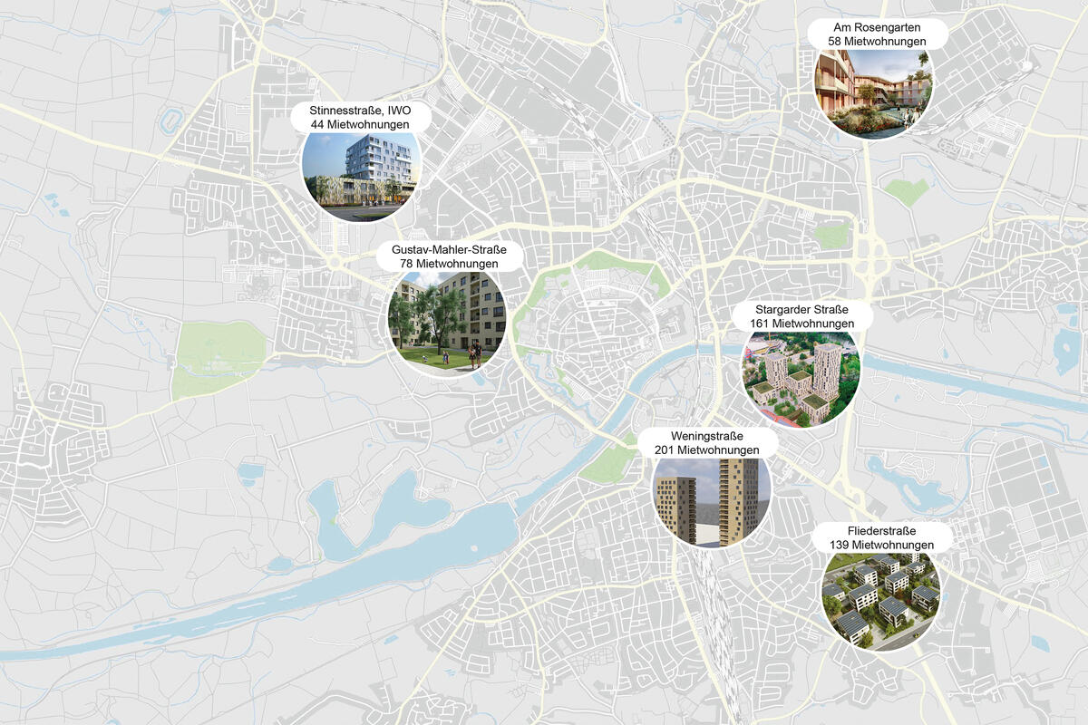GWG Stadtplan mit Bauprojekten