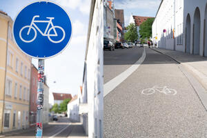 Bild vergrößern: Radfahrstreifen in der Tränktorstraße