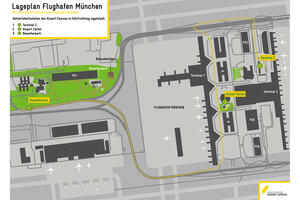 Bild vergrößern: Haltestellenplan des Airport Express am Flughafen München
