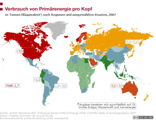 Bild vergrößern: Umwelt - Primärenergiegehalt pro Kopf