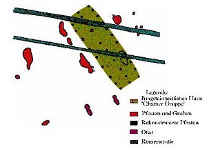 Jungsteinzeitliches Haus der Chamer Gruppe.