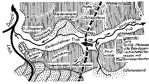 Rckschreitende Erosion des Neuburger Flusses. Zeichnung: Niedermeier, nach I. Schaefer