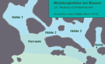 Die vier oberen Weinberghöhlen. Grafik: Kurt Scheuerer